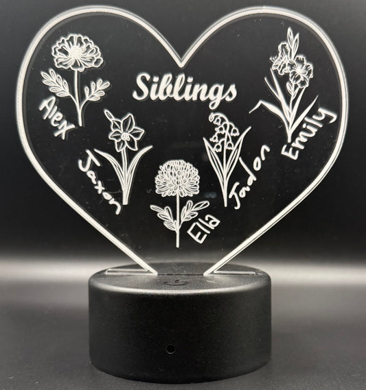 LED Acrylic Sign - Birth Flowers